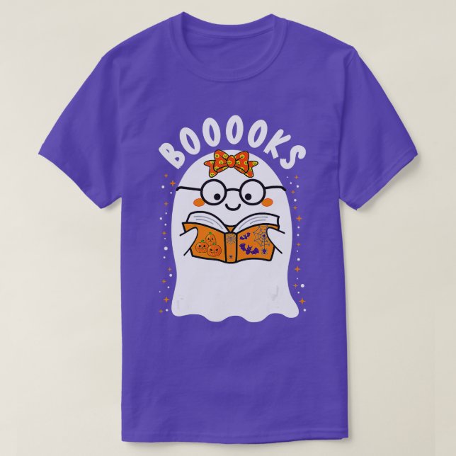 Bücher! Niedlich Ghost Reading Library Books Hallo T-Shirt (Design vorne)
