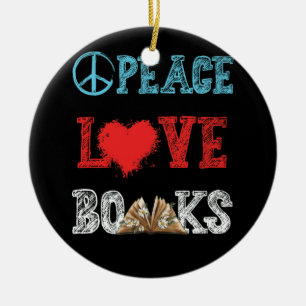 Bücher Peace Liebe Bücher Wurm Buch Nerd Buch Love Keramik Ornament