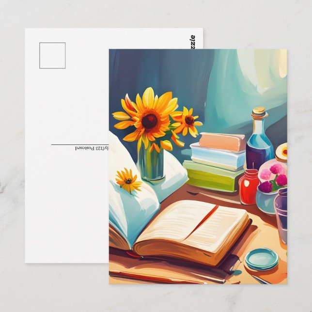 Bücher, Postkarte für Postübergänge (Vorne/Hinten)