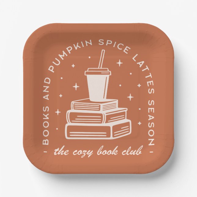 Bücher & Pumpkin Gewürzsaison Pappteller (Vorderseite)