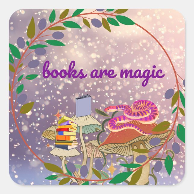 Bücher sind magisch quadratischer aufkleber (Vorderseite)