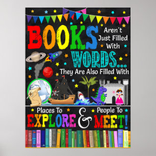 Bücher sind mehr als Wörter Bibliothek Poster