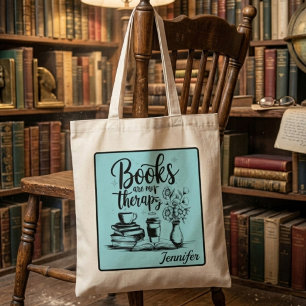 Bücher sind meine Therapie   Personalisierter Büch Tragetasche