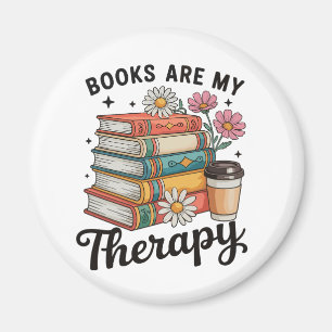 Bücher sind meine Therapie Retro Floral Leserliebl Magnet