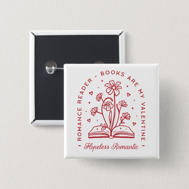 Bücher sind meine valentine hoffnungslose romantis button (Vorne & Hinten)