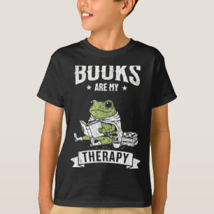 Bücher sind Therapie lustiges Lesen Frosch Bücherl T-Shirt