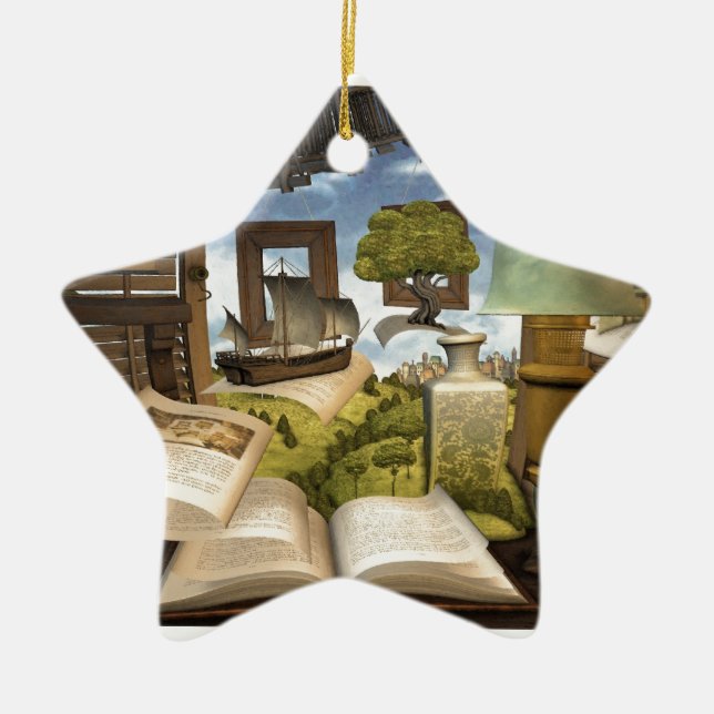 Bücher sind Wissen! Keramikornament (Vorne)