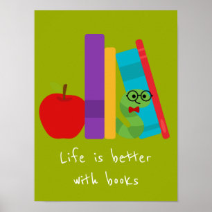 Bücher Slogan Klasse oder Bibliothek Kinderzimmer Poster