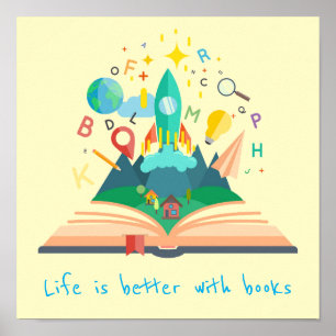 Bücher Slogan Klasse oder Bibliothek Kinderzimmer Poster