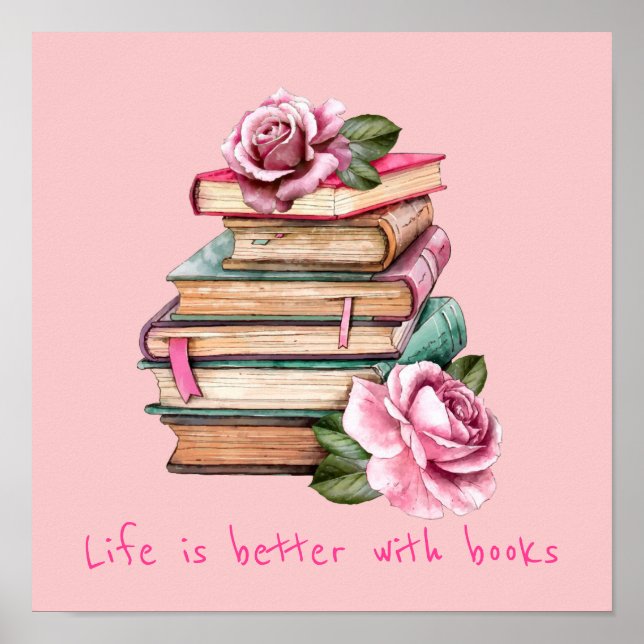 Bücher Slogan Klasse oder Bibliothek Kinderzimmer  Poster (Vorne)