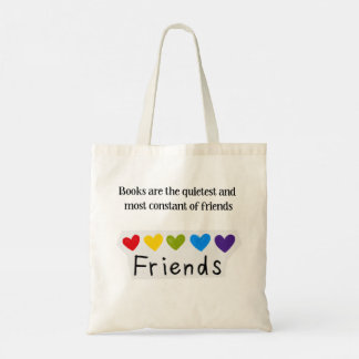Bücher Stille Beständige Freunde Regenbogen-Herzen Tragetasche
