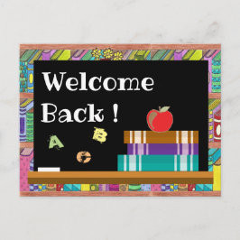 Bücher, Tafel und Apfelpostkarten Postkarte