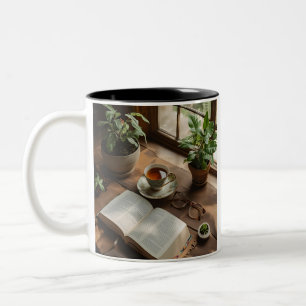 Bücher & Tee Club   Gemütliche Ästhetik für Buchli Zweifarbige Tasse