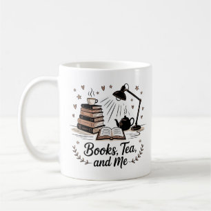 Bücher Tee und ich Gemütlich Minimalistisch Schwar Kaffeetasse