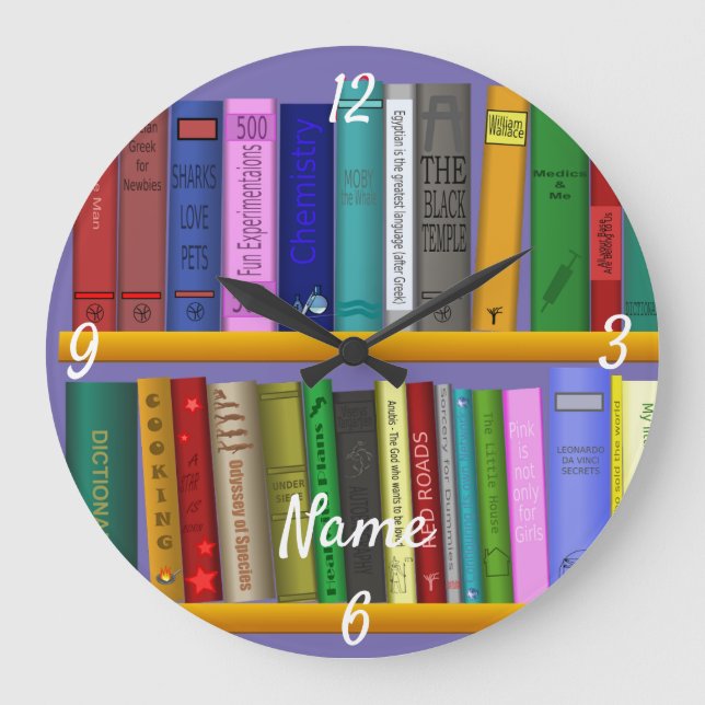 Bücher über die Regale Thunder_Cove  Große Wanduhr (Vorderseite)