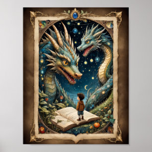 Bücher über Fantasie und Drachen Poster