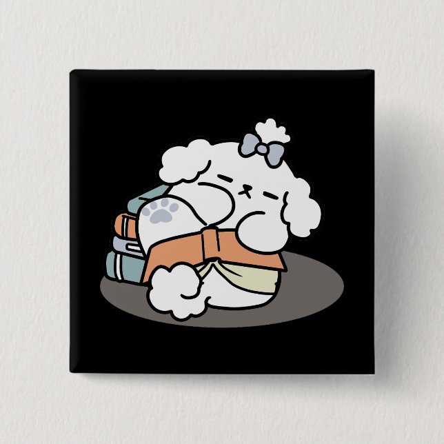 Bücher und Barks - Niedliches Design für schlampig Button (Vorderseite)