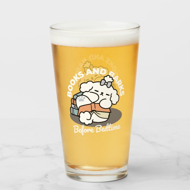 Bücher und Barks - Niedliches Design für schlampig Glas (Vorne (Gefüllt))