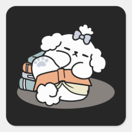 Bücher und Barks - Niedliches Design für schlampig Quadratischer Aufkleber