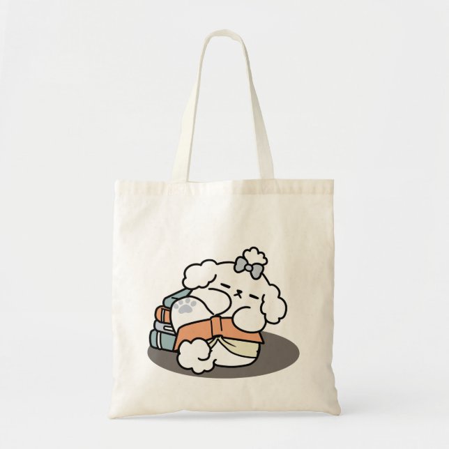 Bücher und Barks - Niedliches Design für schlampig Tragetasche (Vorne)