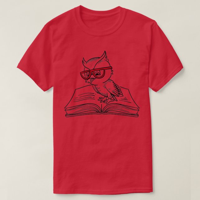 Bücher und Blätter lesen Literaturwaldtier T-Shirt (Design vorne)