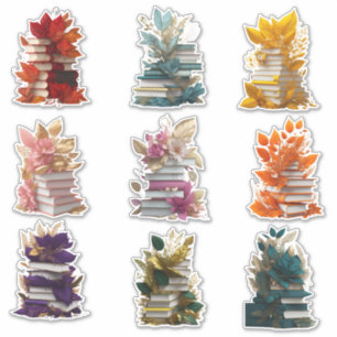 Bücher und Blume Aufkleber