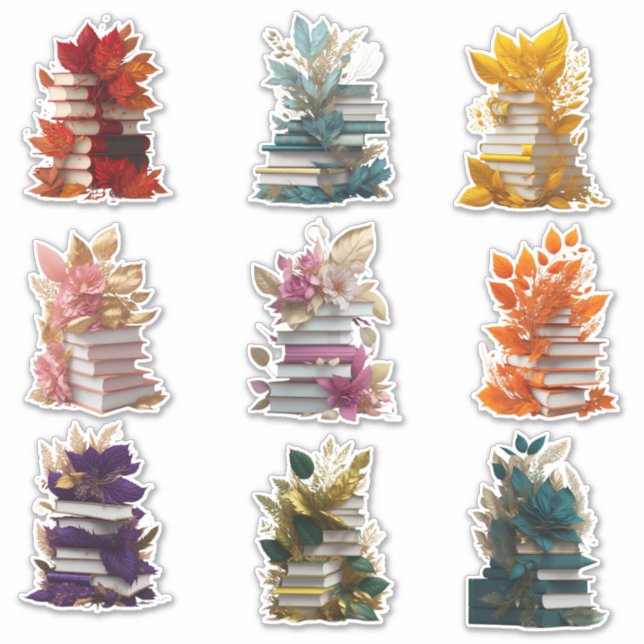 Bücher und Blume Aufkleber (Vorderseite)