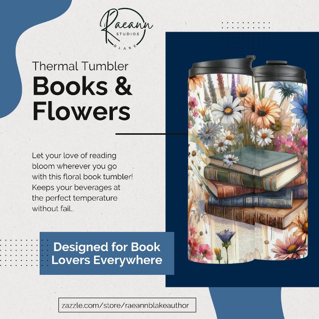 Bücher und Blumen Thermotasse Thermosbecher (Von Creator hochgeladen)