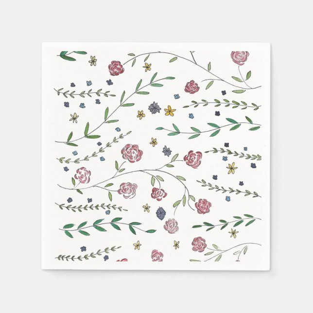 Bücher und Blüten Cocktail Napkins Serviette (Vorderseite)