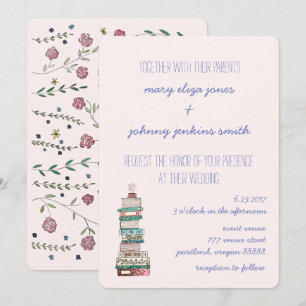 Bücher und Blüten Einladungen für Hochzeiten