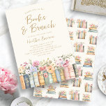 Bücher und Brunch-Brautparty Einladung<br><div class="desc">Begleiten Sie uns für einen angenehmen Morgen mit literarischem Charme und botanischer Eleganz mit unserer Einladung "Bücher und Brunch". Mit handgemalten Aquarellbildern blühender Wildblumen und Vintagen Büchern ist diese Einladung in sanften Farbtönen in Rosa, Blau und Grün mit goldenen Akzenten geschmückt. Die Einladung ist anmutig mit einem Retro-Schriftart für Vintage...</div>