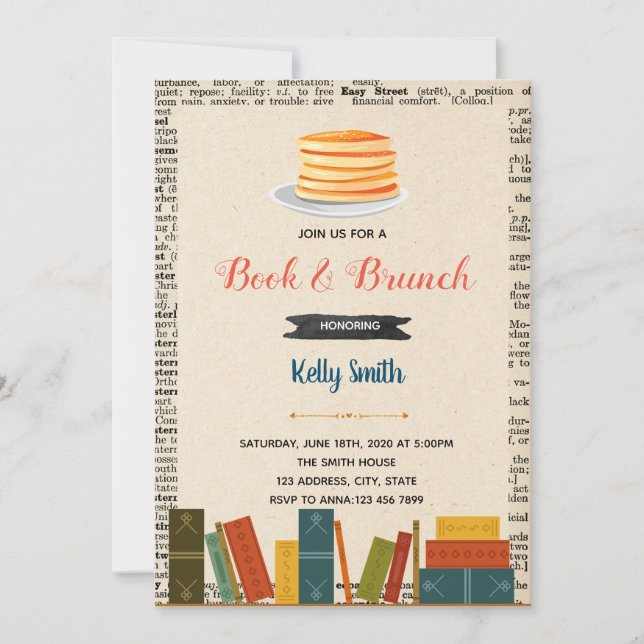 Bücher und Brunch-Party Einladung (Vorderseite)