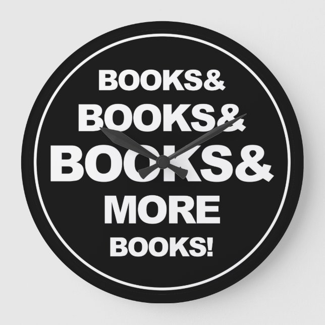 Bücher und Bücher Große Wanduhr (Vorderseite)