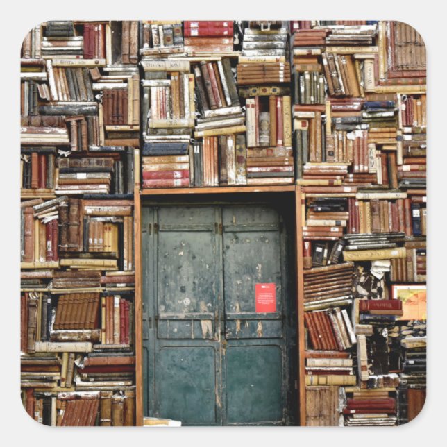 Bücher und Bücher Quadratischer Aufkleber (Vorderseite)
