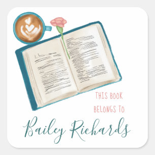 Bücher und Buchzeichen-Etikett Quadratischer Aufkleber