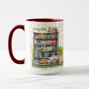 Bücher und Cat Lovers Hygge Geburtstagsruhestand Tasse