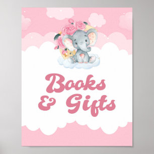 Bücher und Geschenk Rosa Elephant Girl Babydusche  Poster