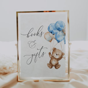 Bücher und Geschenke Blue Teddy Bear Baby Duschzei Poster