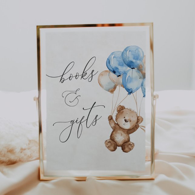Bücher und Geschenke Blue Teddy Bear Baby Duschzei Poster (Von Creator hochgeladen)