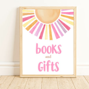 Bücher und Geschenke boho sunshine pink gelb orang Poster