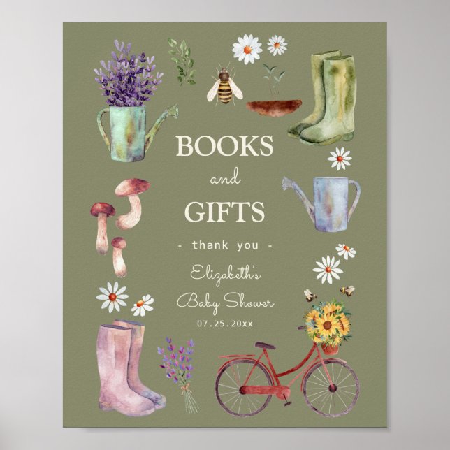 Bücher und Geschenke Garden Kinderdusche Zeichen Poster (Vorne)