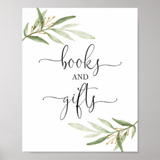 Bücher und Geschenke Grüne Gold Babydusche Zeichen Poster