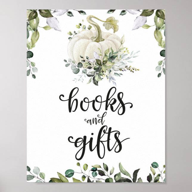 Bücher und Geschenke Grünzeug Baby Shower Schild (Vorne)