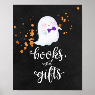 Bücher und Geschenke Halloween Baby Shower Schild
