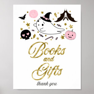 Bücher und Geschenke Halloween Baby Shower Schild