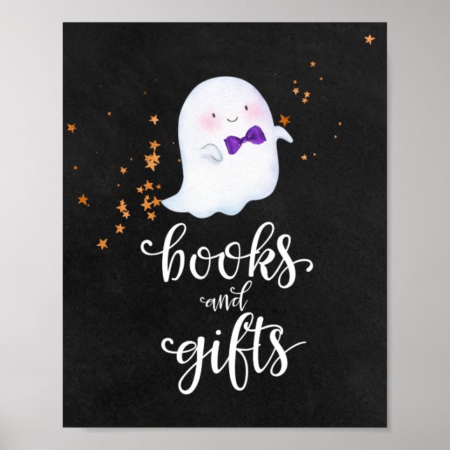 Bücher und Geschenke Halloween Babydusche Zeichen Poster (Vorne)