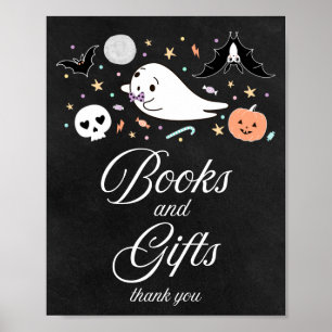 Bücher und Geschenke Halloween Babydusche Zeichen Poster