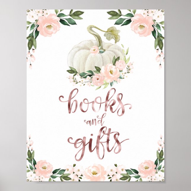 Bücher und Geschenke Pumpkin Floral Baby Duschzeic Poster (Vorne)