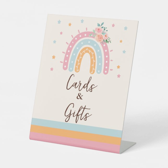 Bücher und Geschenke Rainbow Baby Dusche Pink Sockelschild (Vorderseite)