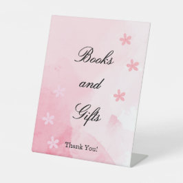 Bücher und Geschenke Rosa blühende Blütendusche Sockelschild